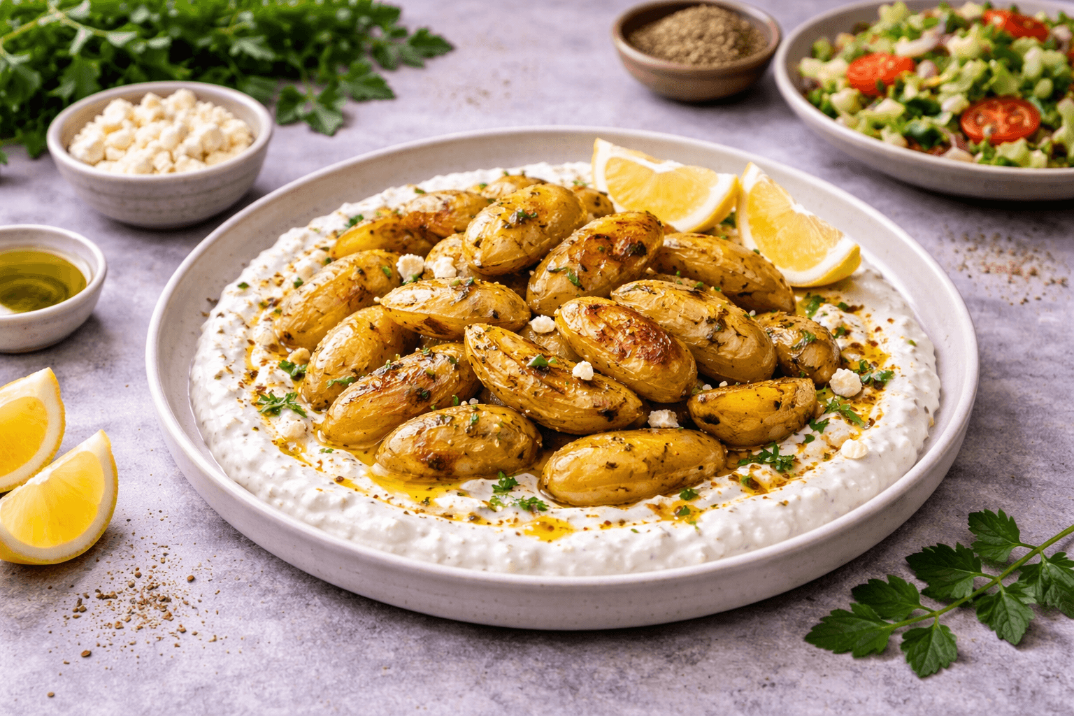 Baked lemon potato Greek style