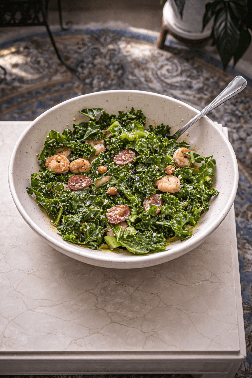Kale Salad With Shrimp And Feta 